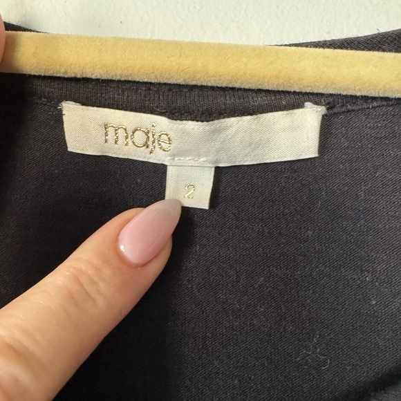 Maje Black Embellished T-Shirt – Size 2 - Picture 6 of 17